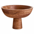Kara Mango Wood Serving or Fruit Bowl with Pedestal Base