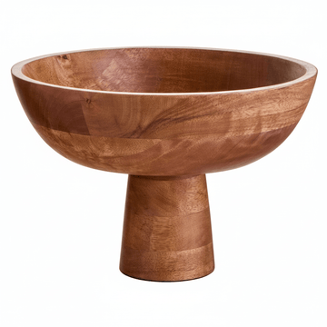Kara Mango Wood Serving or Fruit Bowl with Pedestal Base