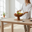 Kara Mango Wood Serving or Fruit Bowl with Pedestal Base