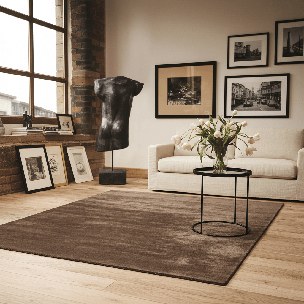 Karma Brown Solid Luxury Viscose Rug