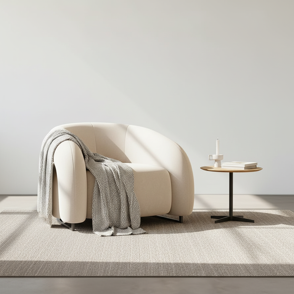 K93 Armchair, White Velvet
