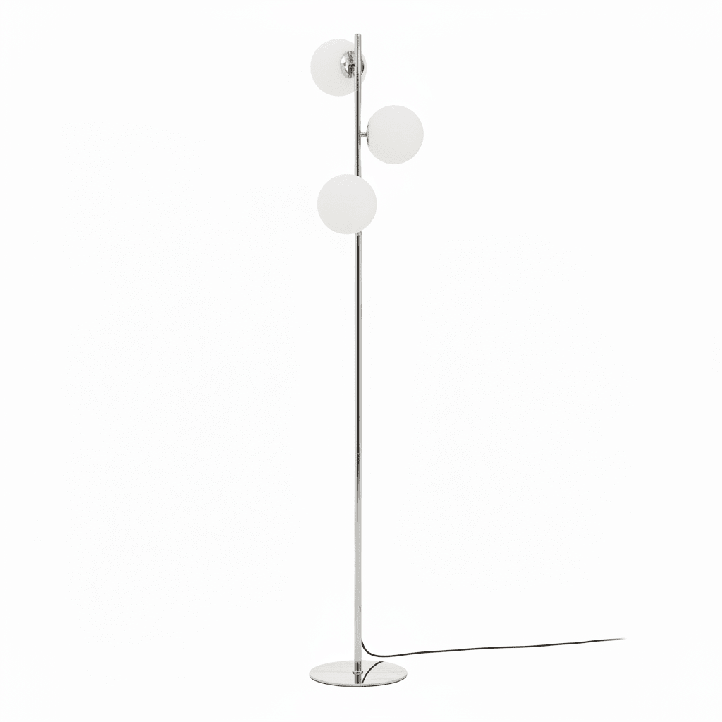 Karter Chrome Finish And White Glass Floor Lamp