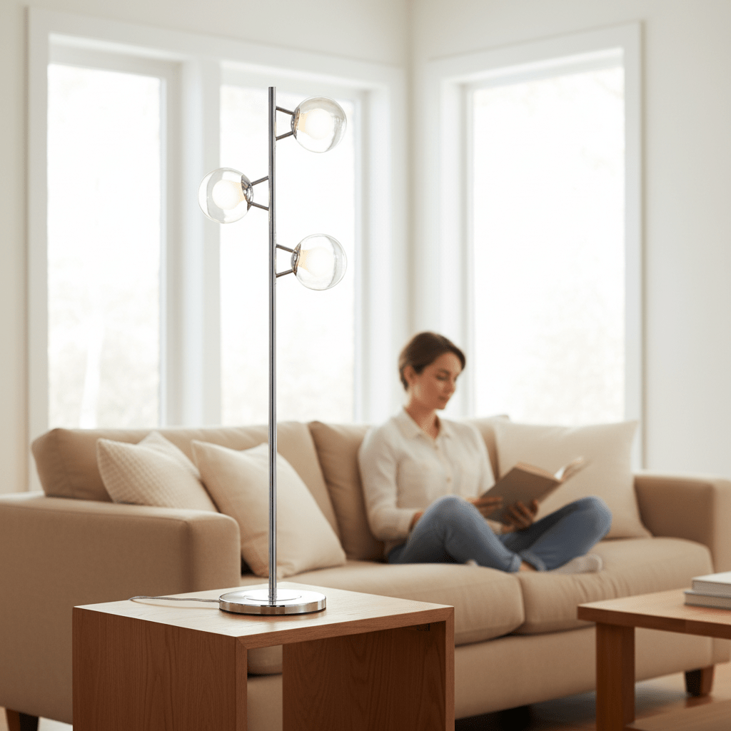 Karter Chrome Finish Table Lamp With Three Lights