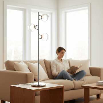 Karter Chrome Finish Table Lamp With Three Lights