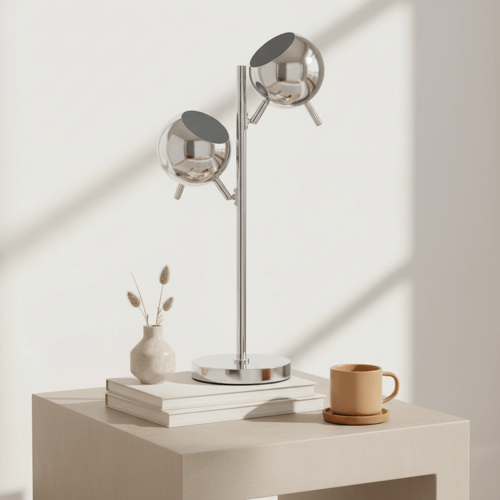 Karter Chrome Finish Table Lamp With Two Lights