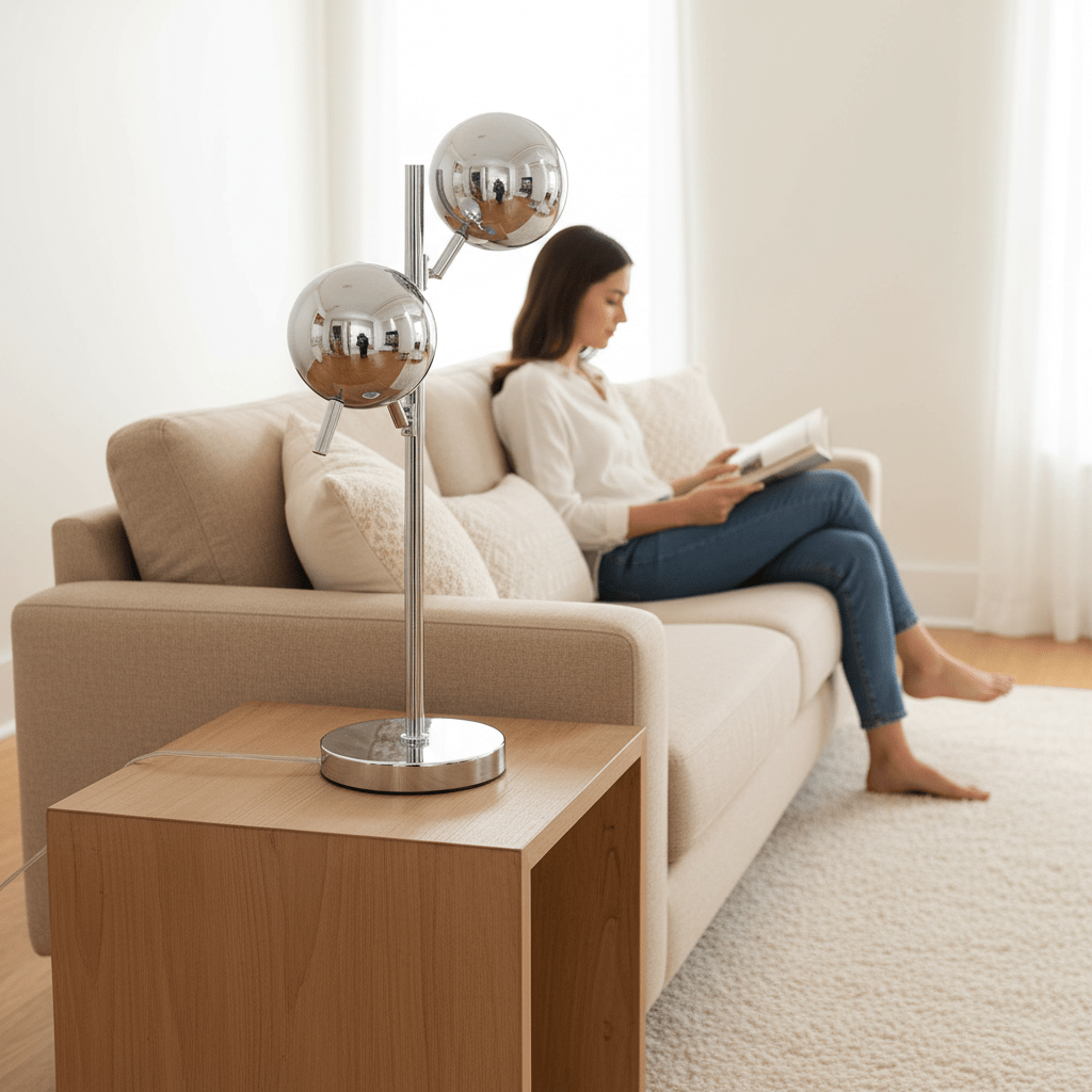 Karter Chrome Finish Table Lamp With Two Lights