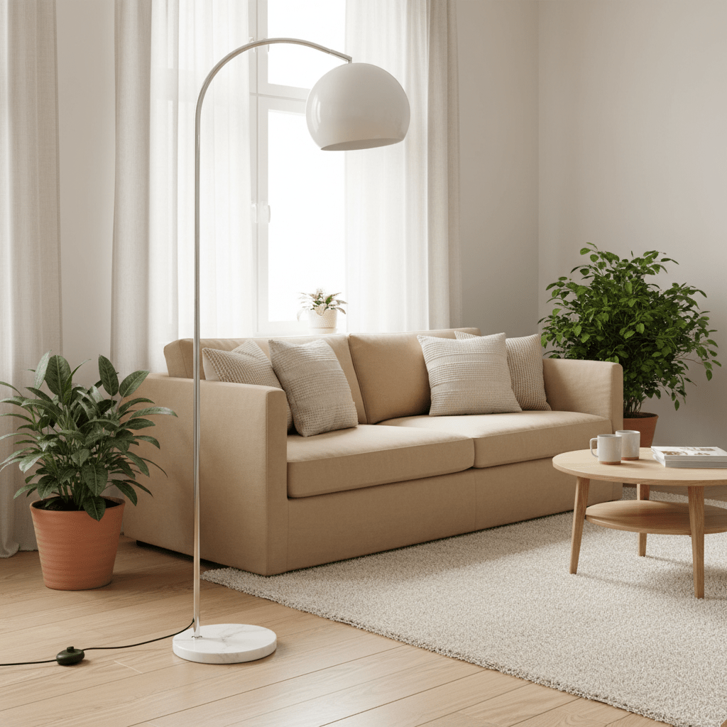 Karter Floor Chrome Finish Lamp With White Base