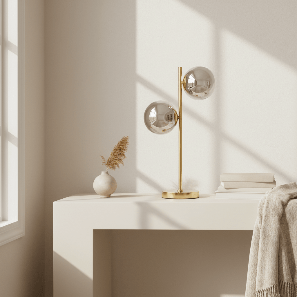 Karter Silver Glass With Gold Finish Table Lamp
