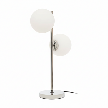 Karter White Glass With Chrome Table Lamp