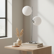 Karter White Glass With Chrome Table Lamp