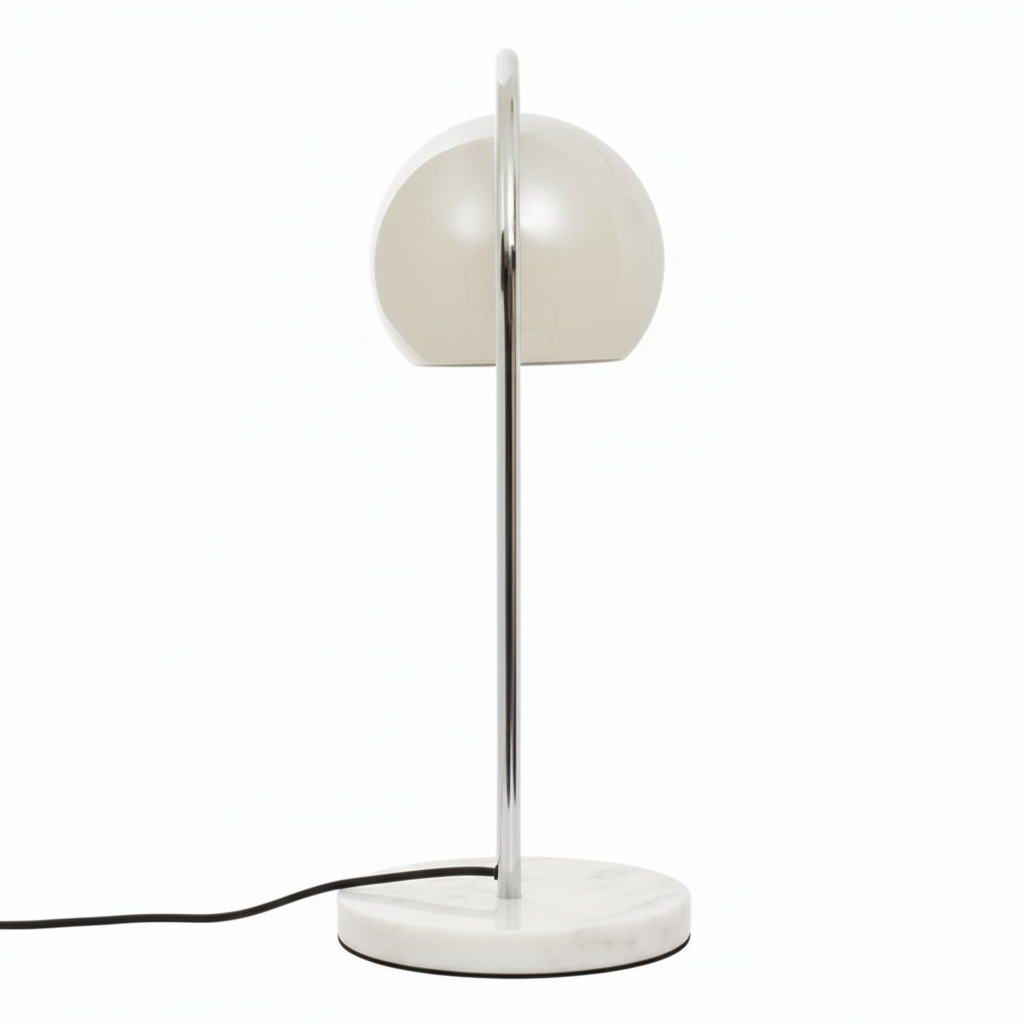 Karter Chrome Finish Table Lamp With White Base