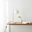 Karter Chrome Finish Table Lamp With White Base