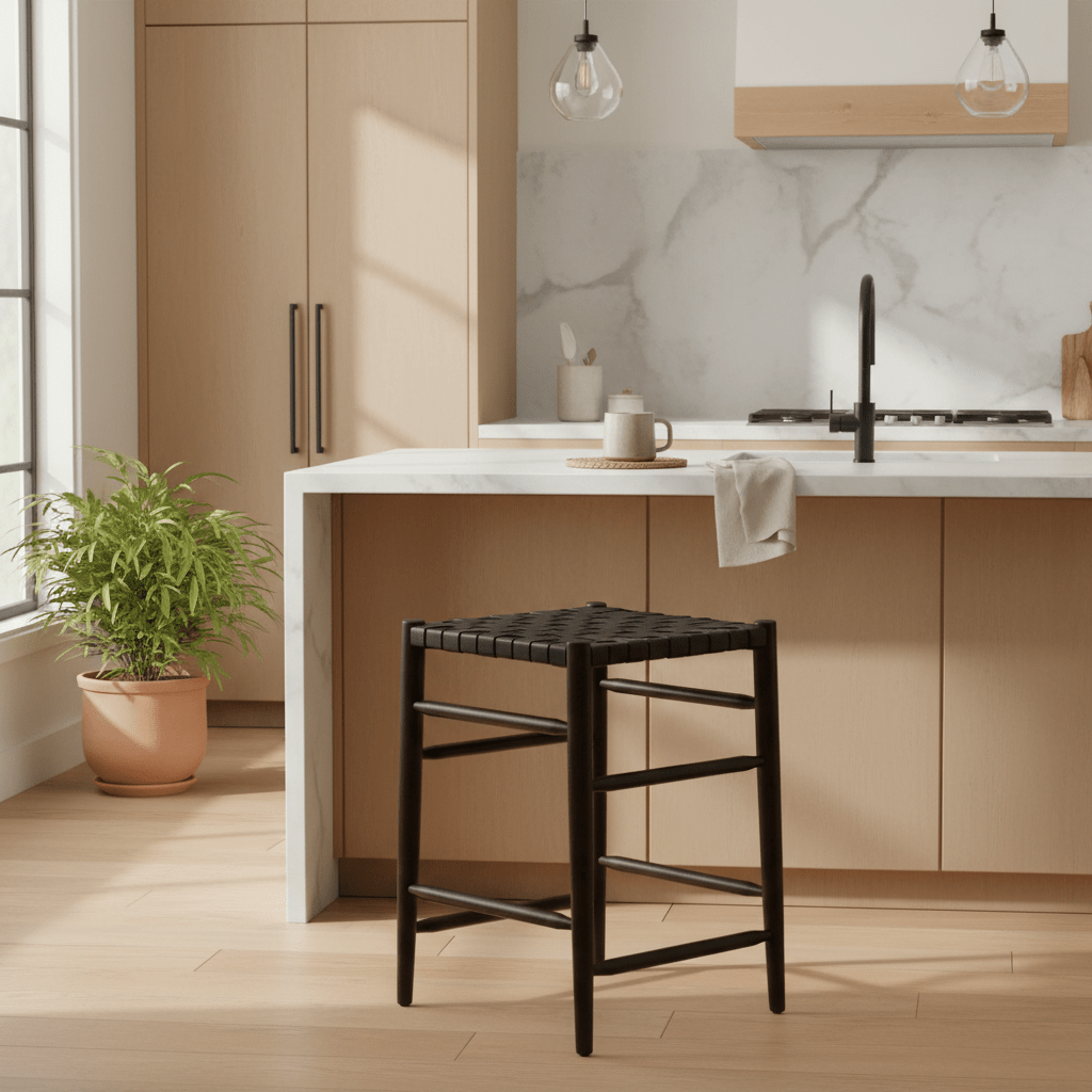 Kendari Barstool with Black Leather Strap