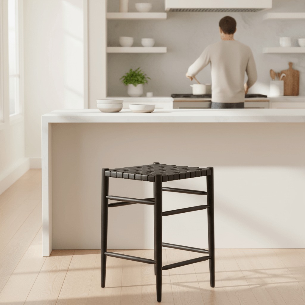 Kendari Barstool with Black Leather Strap