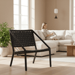 Kendari Black Cow Leather Woven Chair