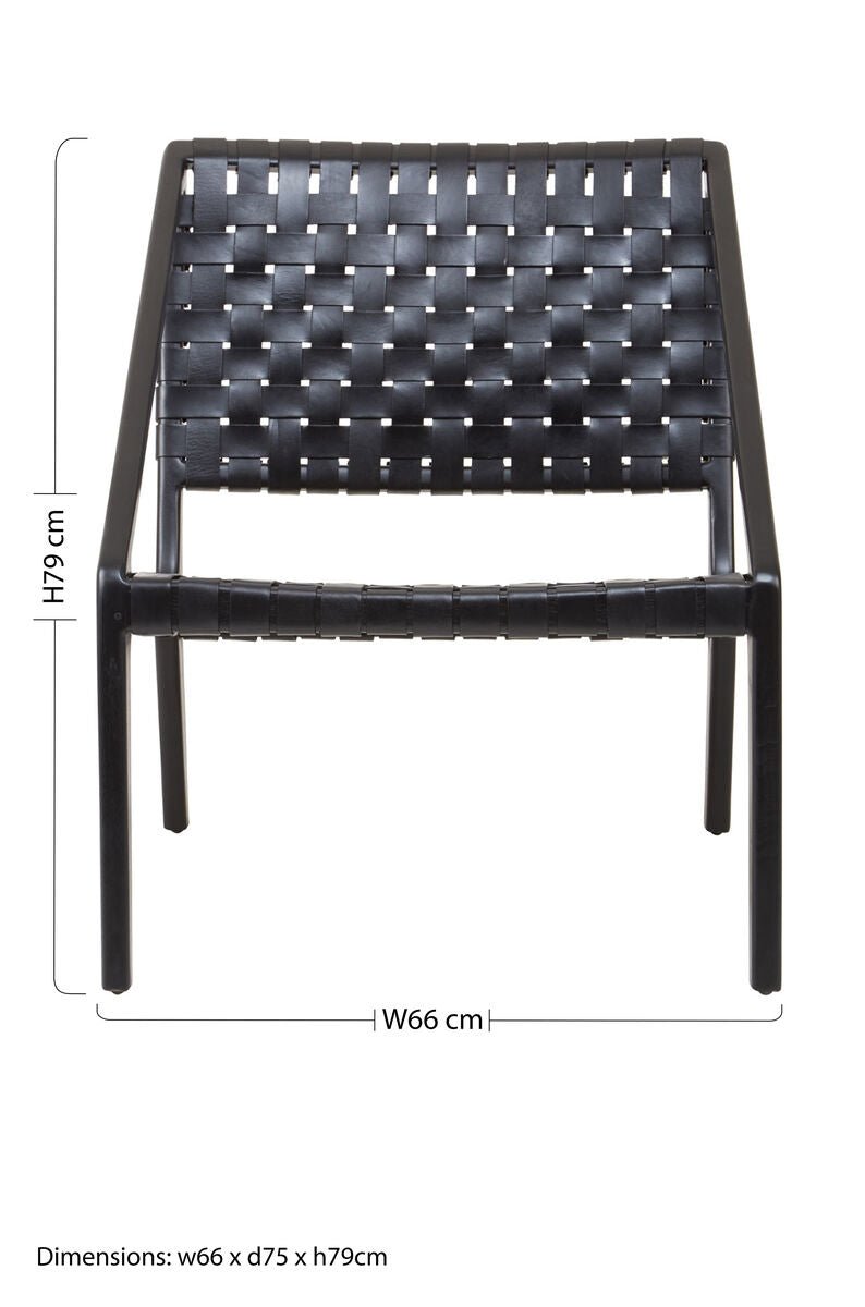 Kendari Black Cow Leather Woven Chair