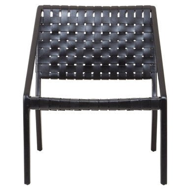 Kendari Black Cow Leather Woven Chair