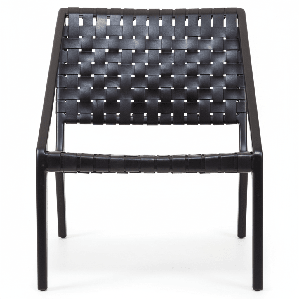 Kendari Black Cow Leather Woven Chair