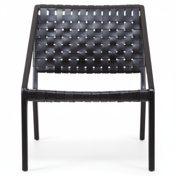 Kendari Black Cow Leather Woven Chair