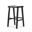 Kendari Black Leather and Teak Barstool