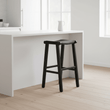 Kendari Black Leather and Teak Barstool