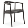 Kendari Black Leather and Teak Wood Chair