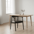 Kendari Black Leather and Teak Wood Chair