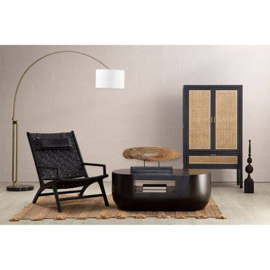 Kendari Black Leather Woven Chair