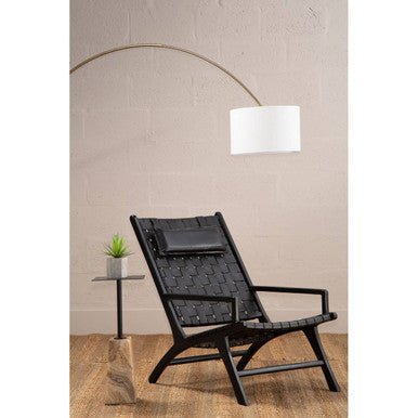 Kendari Black Leather Woven Chair