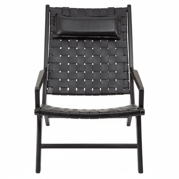 Kendari Black Leather Woven Chair