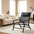 Kendari Black Leather Woven Chair