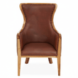 Kendari Brown Cow Leather and Teak Wood Frame Chair