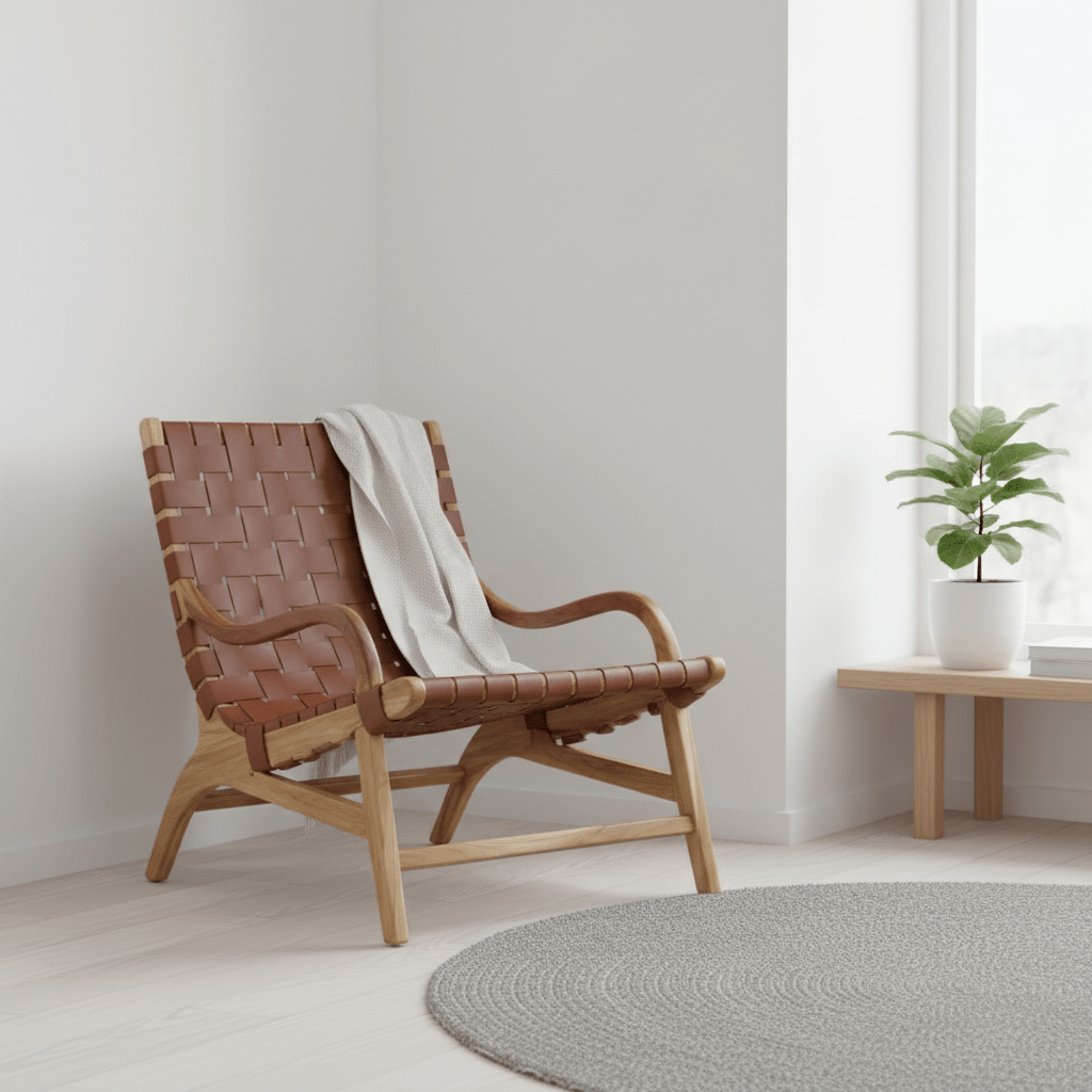 Kendari Brown Woven Leather Chair