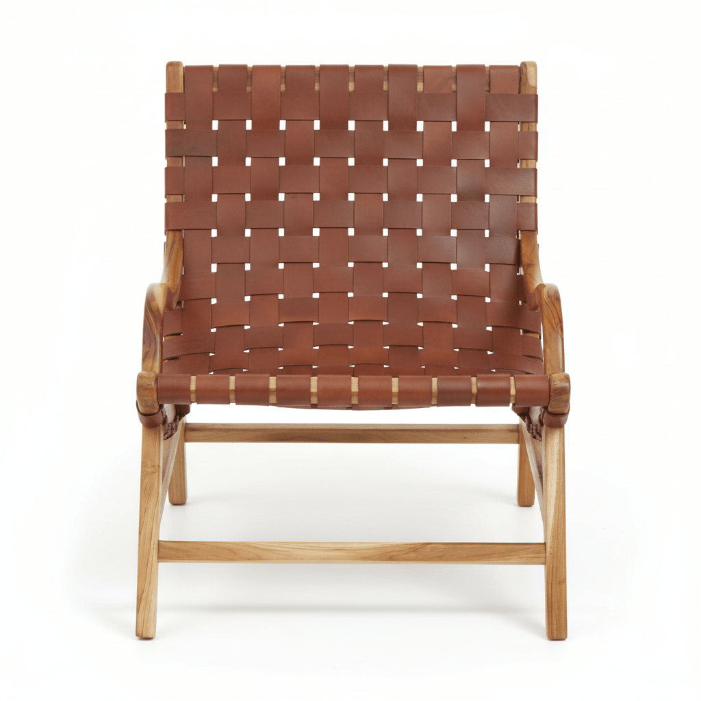 Kendari Brown Woven Leather Chair