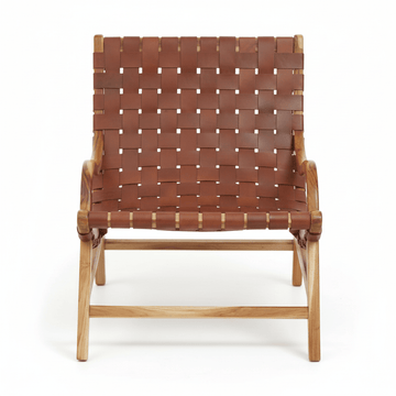Kendari Brown Woven Leather Chair