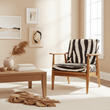 Kendari Leather Zebra Pattern And Teak Chair