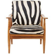 Kendari Leather Zebra Pattern And Teak Chair