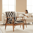Kendari Leather Zebra Pattern And Teak Chair