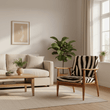 Kendari Leather Zebra Pattern And Teak Chair