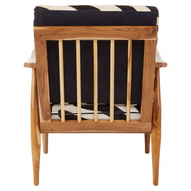 Kendari Leather Zebra Pattern And Teak Chair