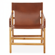 Kendari Light Brown Leather And Teak Wood Chair