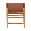 Kendari Light Brown Leather And Teak Wood Chair