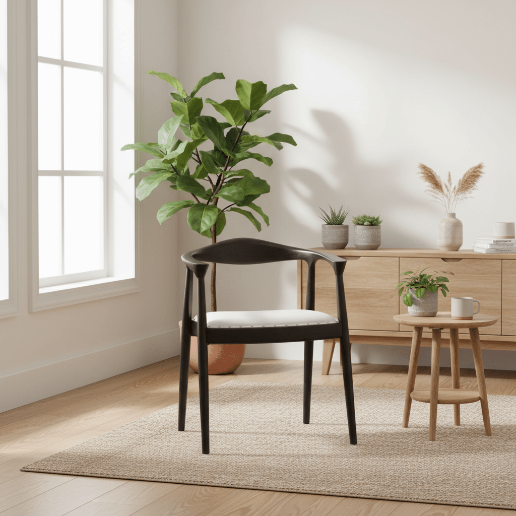Kendari Open Back Grey Leather Chair