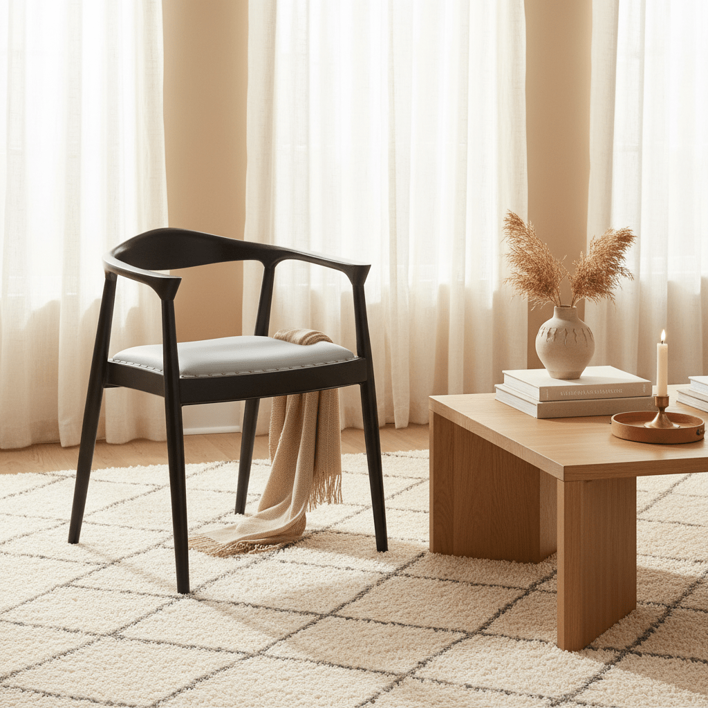 Kendari Open Back Grey Leather Chair