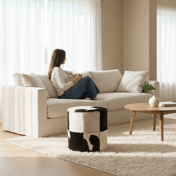 Kensington Townhouse Black And White Cowhide Stool