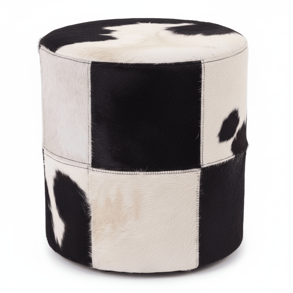 Kensington Townhouse Black And White Cowhide Stool