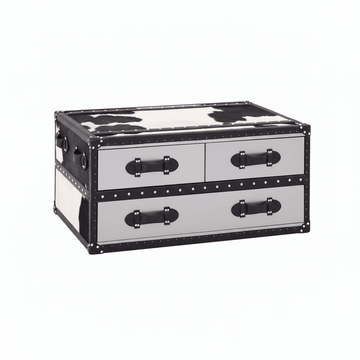 Kensington Townhouse Black And White Genuine Cowhide Coffee Table