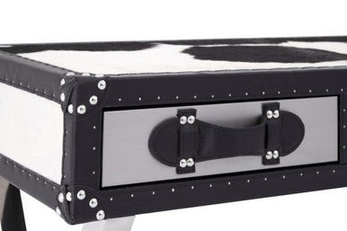 Kensington Townhouse Black And White Genuine Cowhide Console Table