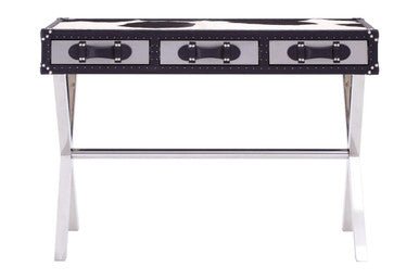 Kensington Townhouse Black And White Genuine Cowhide Console Table