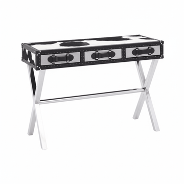 Kensington Townhouse Black And White Genuine Cowhide Console Table